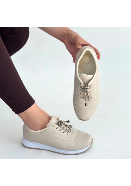 Finna Bej Cilt Bağcıklı Spor Ayakkabı fırsatları