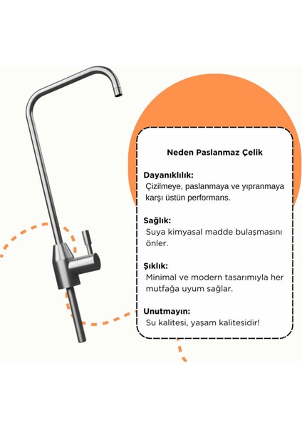 Kare Su Arıtma Musluğu Paslanmaz 304 Model fiyatları