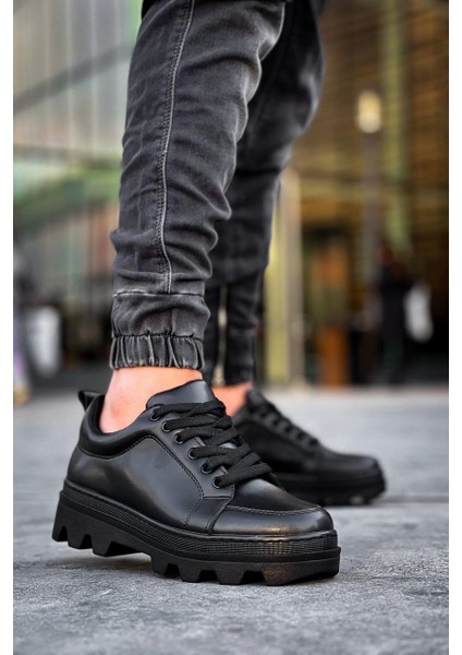 KB-056 Kuback Siyah Cilt Siyah Yüksek Taban Günlük Spor Ayakkabı modelleri