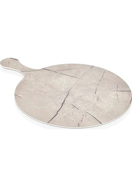 35135.CAP - Marble Effect Cappuccino Yuvarlak Pano Tabak 35 Cm, Thermoset Melamin