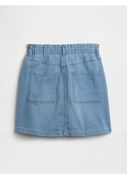 Kız Çocuk Mavi Paperbag Sweatpant Jean Utility Etek modelleri