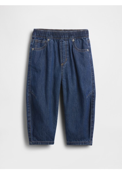 Erkek Bebek Mavi Pull-On Barrel Jean Pantolon fırsatları