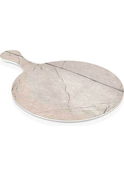35130.CAP - Marble Effect Cappuccino Yuvarlak Pano Tabak 30 Cm, Thermoset Melamin