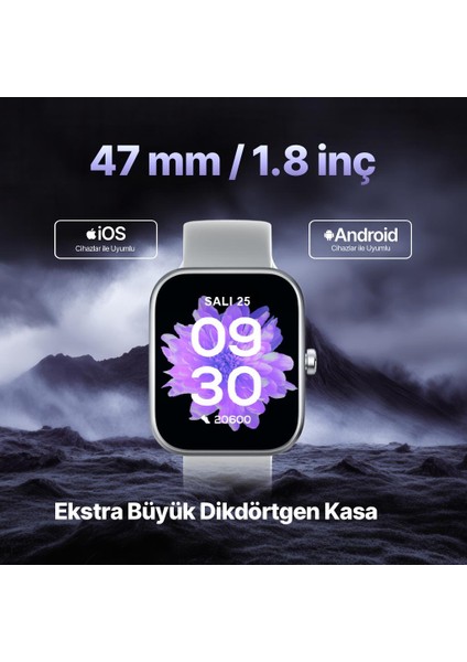 Tempus 47 mm Dikdörtgen Kasa Akıllı Saat Gümüş 2S09W modelleri