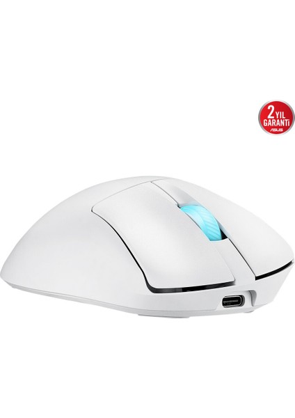 Rog Kerıs Iı Orıgın Kablosuz Oyun Mouse'u, 64G Hafif, Ergonomik, Değiştirilebilir Swıtch Yuvası, 42K Optik Sensör, Rog Mikro Swıtch Iı, Rog Omnı Alıcı, 5 Programlanabilir Tuş Beyaz