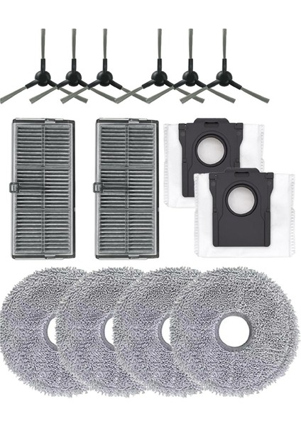 Dreame Mova E30 Için Ultra Supping Robot Vakum Temizleyici Aksesuarları Kit 6 Yan Fırça 2 Filtre 4 Mop Pad 2 Toz Çanta (Yurt Dışından)