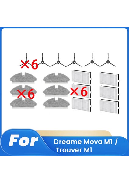 Dreame Mova M1 / ​​trouber M1 Robot Vakum Temizleyici Yardımcı Temizleme Kiti Yan Fırça Rag Filtresi (Yurt Dışından)