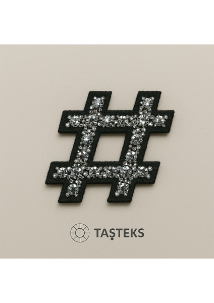 Taşlı Ütülenebilen Veya Sticker Olarak Kullanılabilen 6cm ''#'' Hashtag