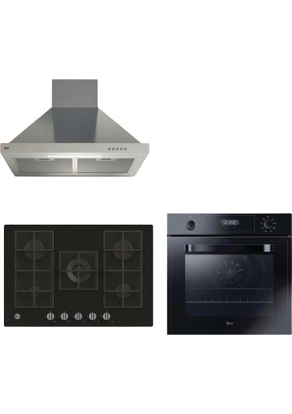 Verossa Ankastre Set ( HOT3051BI/E Siyah Fırın + HVG74K3B 75 cm Ocak + HCH6MXTK Inox)