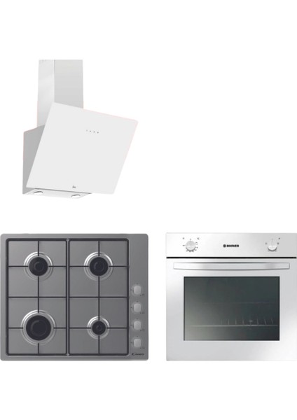 & Candy Genova Ankastre Set ( HON100W Beyaz + CHW6LX Inox + HDG6C1GWTK Beyaz )