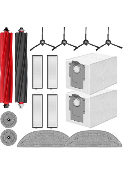 Roborock S8 Maxv Ultra Robot Vakum Süpürge Için 16 Pack Yedek Kit: Fırça, Filtre, Mop Pad, Toz Çantası (Yurt Dışından)