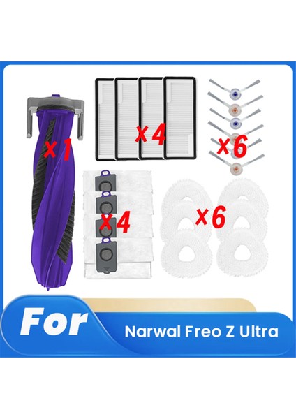 Narwal Freo Z Için 21 Pcs Ultra Süpürme Robot Aksesuarları Temizleyici Parçalar Değiştirme Ana Yan Fırça Pas Filtre Seti (Yurt Dışından)