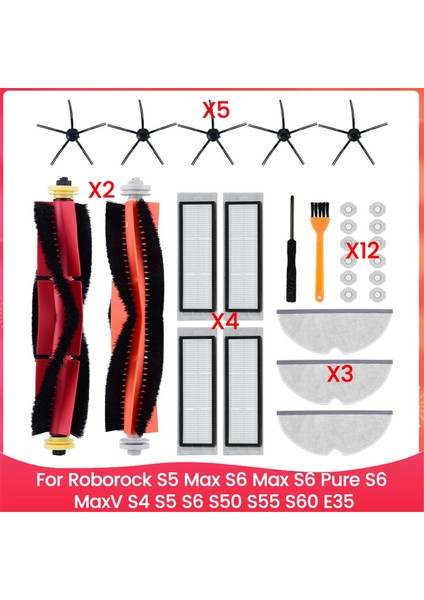 Xiaomi Roborock Için Aksesuar Seti S5 Max S6 Max S6 Pure S6 Maxv S4 S5 S6 S50 S55 S60 E35 Robot Vakum Süpürge Parçaları (Yurt Dışından)
