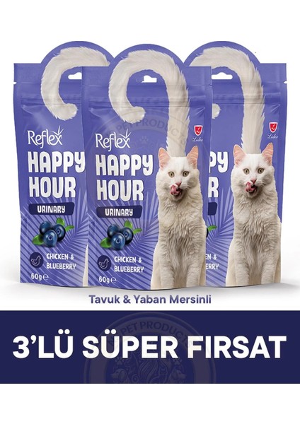Happy Hour Urinary Tavuk & Yaban Mersinli Üriner Sistem Destekleyici 3lü Fırsat 3X60GR