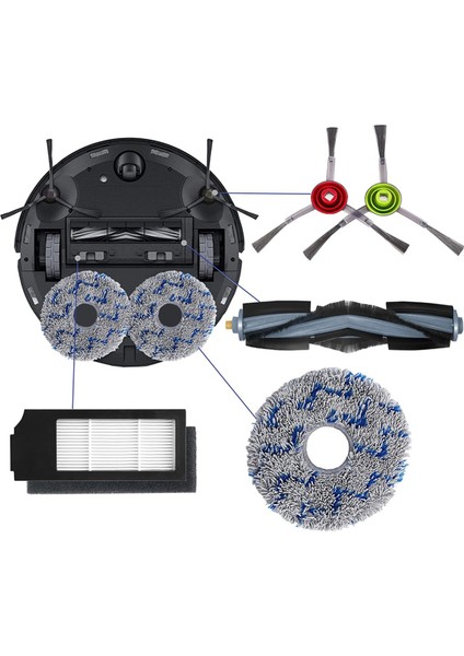 Ecovacs Deebot X1 Omnı Turbo T10 T20 Omnı T20 Vakum Süpürge Değiştirme Seti Ana Roller Fırça Yan Fırça Filtresi (Yurt Dışından) fiyatları
