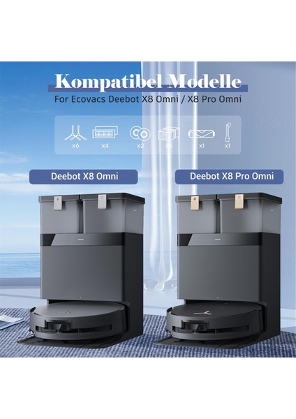 Ecovacs Deebot X8 Pro Omni / X8 Omni Vakum Robotu, Ana Fırça, Filtreler, Yan Fırçalar, Toz Torbaları (Yurt Dışından) fiyatları
