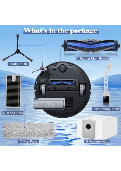 Ecovacs Deebot X8 Pro Omni / X8 Omni Vakum Robotu, Ana Fırça, Filtreler, Yan Fırçalar, Toz Torbaları (Yurt Dışından) fırsatları