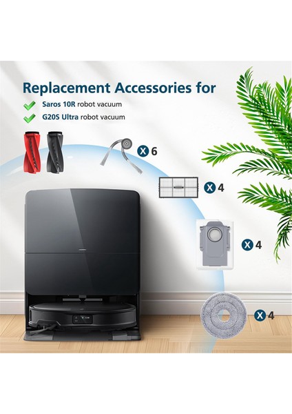 Roborock Saros 10R /G20&#39;LER Için Ultra /s9 Maxv Ince Ana Yan Fırça Filtresi Mop Torbalar Robot Vakum Süpürge Yedek Parçaları (Yurt Dışından) modelleri
