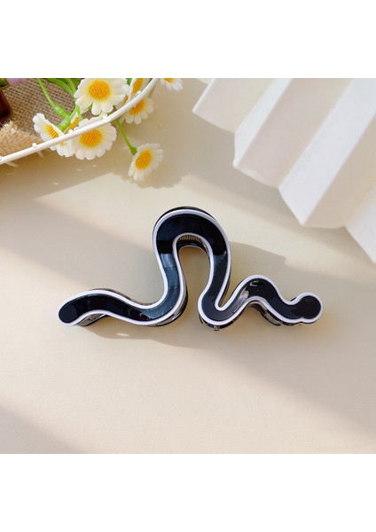 Siyah-Beyaz Çizgili Toka, Dalgalı Köpekbalığı Tipi Saç Tokası, Kuyruk Düğümü Saç Tokası (Yurt Dışından)