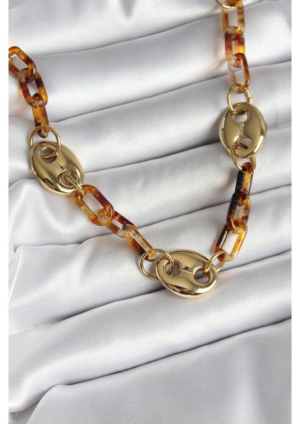 Leopar Desenli Mika Gold Renk Zincir Kadın Kolye fiyatları