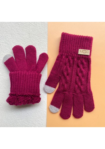 Kış Kalınlaşmış Erkek Bayan No Çiçek Kadife Dokunmatik Ekran Eldiven Kadın Sıcak ve Soğuk Geçirmez (Yurt Dışından)