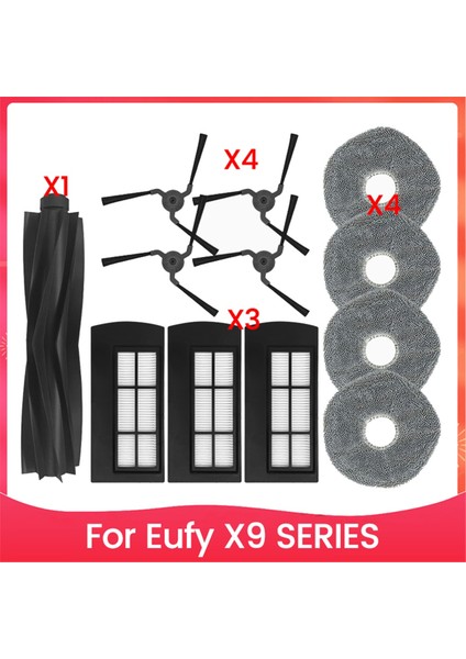 Eufy X9 Serisi Robot Vakum Temizleyici Aksesuar Yıkanabilir Mop Kumaş Filtreleri Silindir Yan Fırçası Değiştirilebilir Parçalar (Yurt Dışından)