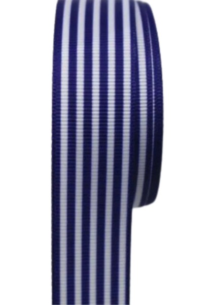 Tafta Çizgi Desen Kurdele 25 mm Lacivert 2 Metre