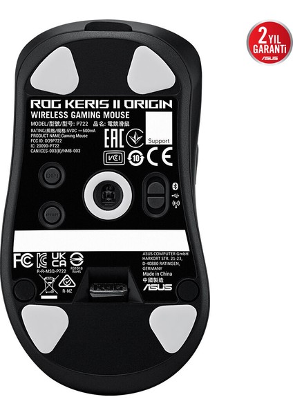 Rog Kerıs Iı Orıgın Kablosuz Oyun Mouse'u, 64G Hafif, Ergonomik, Değiştirilebilir Swıtch Yuvası, 42K Optik Sensör, Rog Mikro Swıtch Iı, Rog Omnı Alıcı, 5 Programlanabilir Tuş