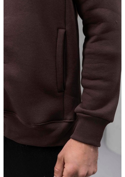 Marcel Regular Fit Fermuarlı Kıstırma Cepli Üç Ip Şardonlu Erkek sweatshirt - Kahve fiyatları