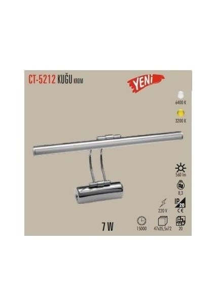 Kuğu Krom Duvar Aplik BEYAZ IŞIK 6400K