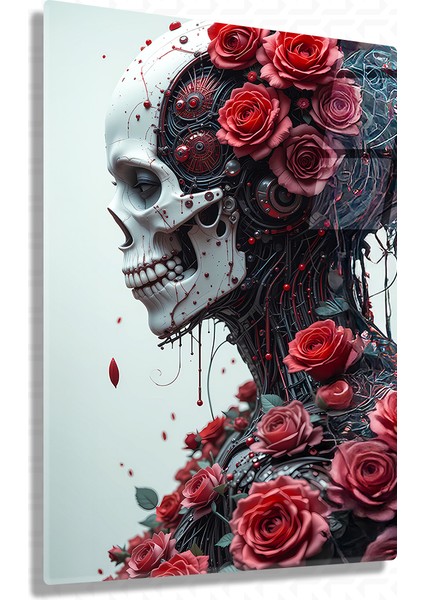 Çelik ve Gül Cam Tablo