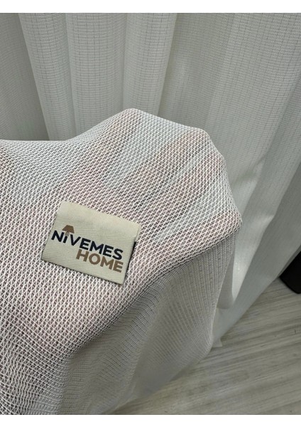 Nivemeshome Rosen Gümüş Detaylı 1/3 Sık Pileli Tül Perde Apm
