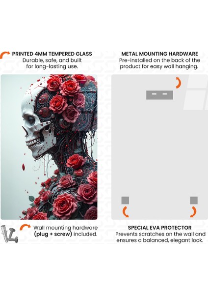 Çelik ve Gül Cam Tablo