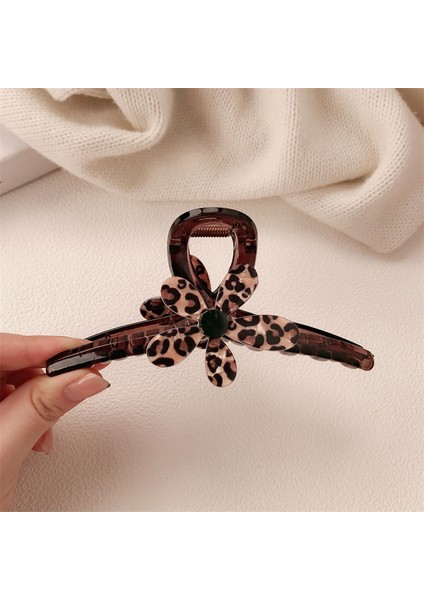 Leopar Desenli Çiçekli Saç Tokası, Sade ve Uyumlu Yüksek At Kuyruğu Başlığı, Saç Aksesuarı (Yurt Dışından)