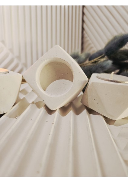 El Yapımı Beton Tealight Mumluk Minimalist 3lü Set fiyatları