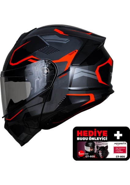 935SV Kask Çene Açılır Motosiklet Parlak Turuncu Çift Vizör UV Bluetooth Yuvalı ECE 22.06 MIPS