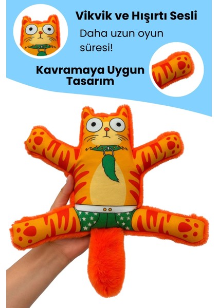 Mihav Sesli Köpek Oyuncağı | Vikvik ve Hışırtılı Turuncu Kedi Şekilli Aktivite Oyuncağı modelleri
