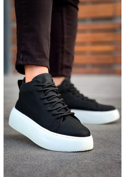 LE10 Bağcıklı Erkek Yüksek Taban Siyah Spor Bot indirimleri