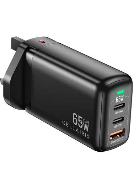 Premium Gan Pd 65W Seyahat Adaptörü + Pd 2'si 1 Arada Kablo - Siyah