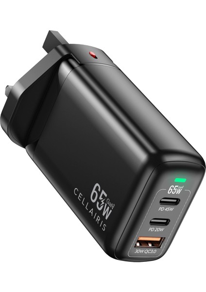 Premium Gan Pd 65W Seyahat Adaptörü + Pd 2'si 1 Arada Kablo - Siyah indirimleri