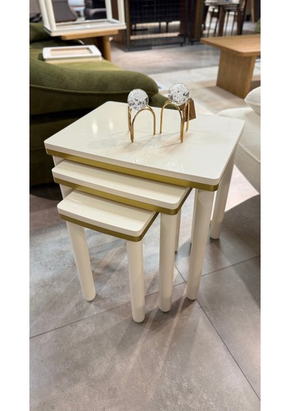 3lü Bohem Zigon Sehpa Gold