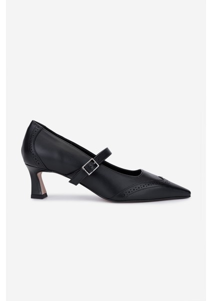 Canapé Kadın Hakiki Deri Siyah Topuklu Ayakkabı 1154 1648 Bn Ayk SK25-26 Nero