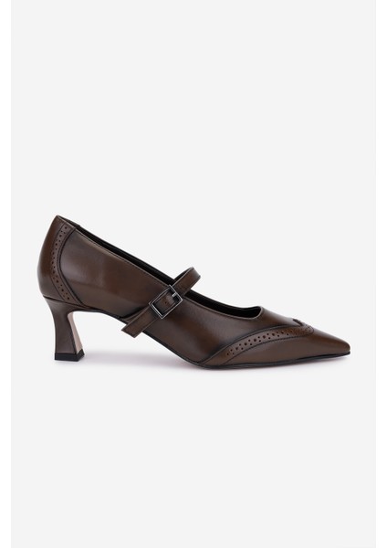 Canapé Kadın Hakiki Deri Kahverengi Topuklu Ayakkabı 1154 1648 Bn Ayk SK25-26 Caffe