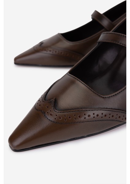 Canapé Kadın Hakiki Deri Kahverengi Topuklu Ayakkabı 1154 1648 Bn Ayk SK25-26 Caffe modelleri