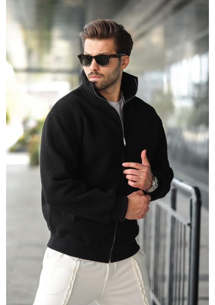 Siyah Fermuarlı Dik Yaka Erkek Polar Hırka E7166 fırsatları