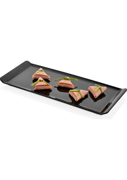 20038.BL - Baton 2'li Siyah Self Servis Tabak Seti 38X16 Cm, Thermoset Melamin