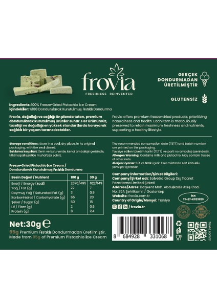 Freeze-Dried Antep Fıstıklı Dondurma – Sade 30GR