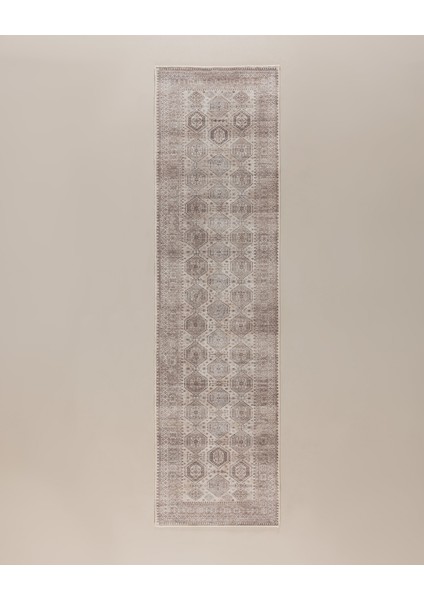 Amorel Mandala Halı - Bej - 80X300 cm
