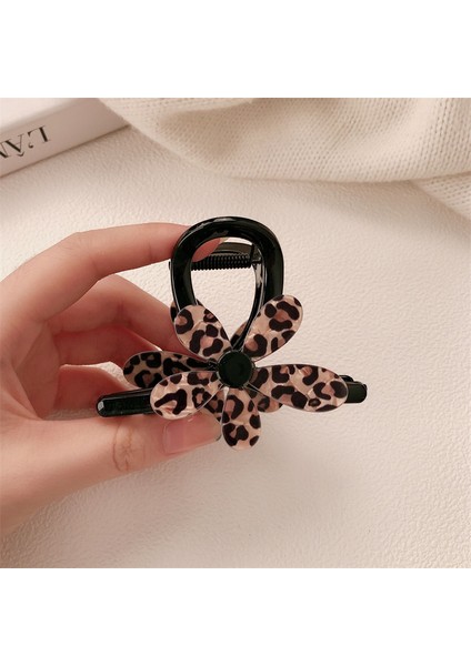 Leopar Desenli Çiçekli Saç Tokası, Sade ve Uyumlu Yüksek At Kuyruğu Başlığı, Saç Aksesuarı (Yurt Dışından)