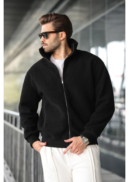 Siyah Fermuarlı Dik Yaka Erkek Polar Hırka E7166 fiyatları